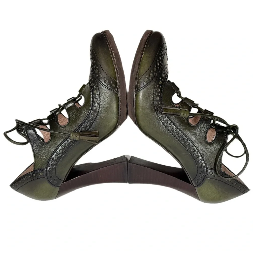 TORY BURCH | Astrid Distressed Leather Pump Lace Up Ghillie Oxford Classic